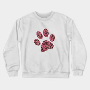 Pink paw print with leopard pattern Crewneck Sweatshirt